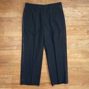 Vintage Mens Black Wool Tuxedo Pants Size 32x28 Bill Blass Double Pleated Woven